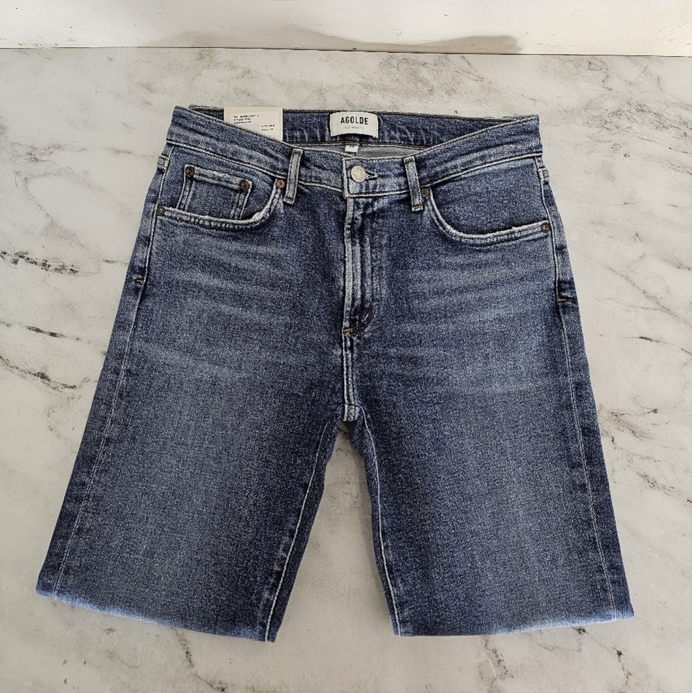 AGOLDE Toni Mid Rise Straight Leg Distressed Blue Jeans 28 NWT - Picture 5 of 8